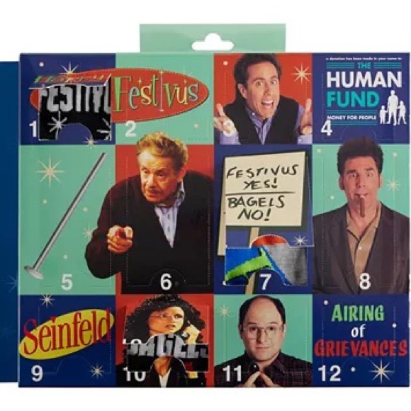 NWT Mens 12 Days of Seinfeld Socks Christmas Advent Calendar Crew Socks Gift Set - Picture 2 of 4